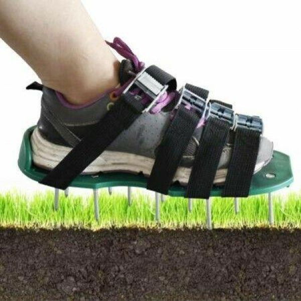 Lawn Aerator Spike Shoes With Heavy Duty Metal Buckles 4 Adjustable Straps And Sharper Spikes For Effective Soil Aeration For Greener Yard