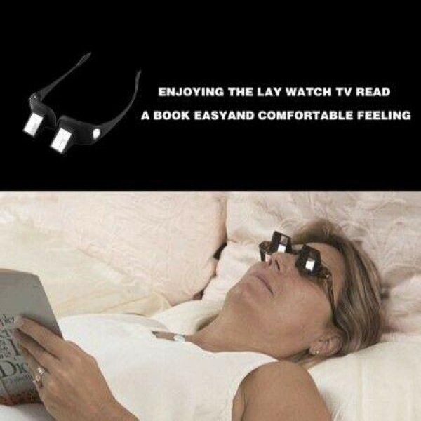 Lazy Glasses Prism Glasses Horizontal Glasses Prism Periscope Lie Down Eyeglasses For Reading And Watch TV In Bed Unisex