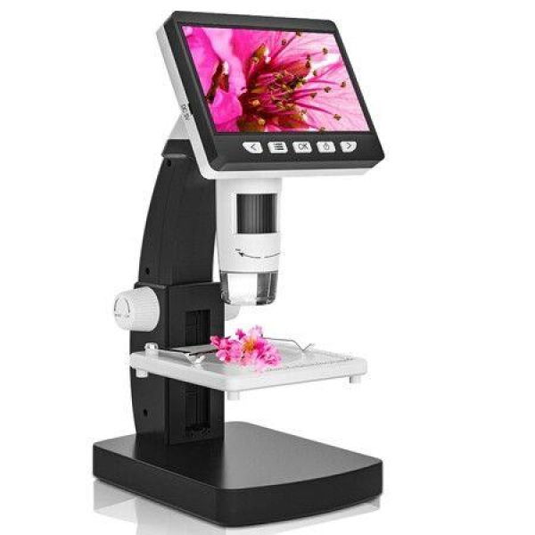 LCD Digital Microscope 4.3-inch Coin Microscope 50X-1000X Magnification USB Microscope With 8 Adjustable LED Lights For Adults Kids Compatible With Windows/Mac/iOS