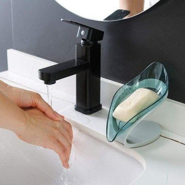 Leaf Shaped Soap Dish Holder With Drainage Self Draining Soap Box With Suction Cup For Shower Bathroom Kitchen