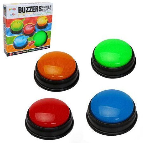 Learning Resources Answer Buzzers, Set of 4 Assorted Colored Buzzers, Game Show Buzzers, 3-1/2in, Multicolor, Ages 3+