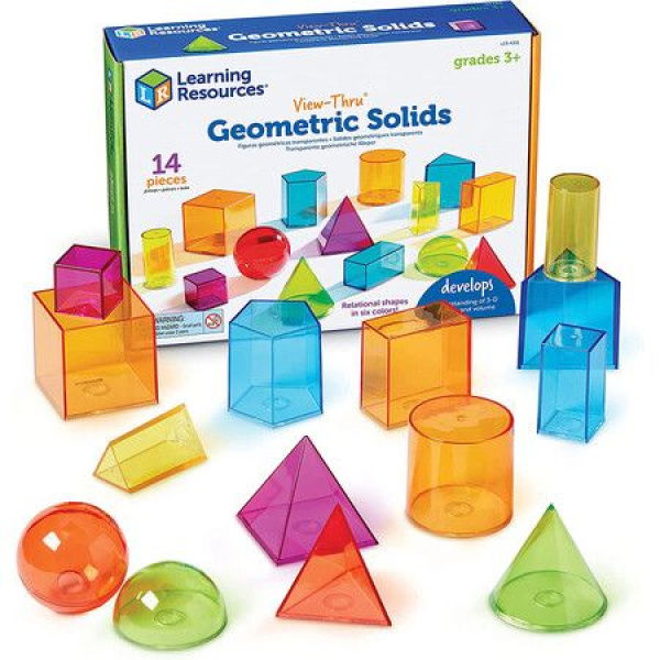 Learning Resources View-Thru Geometric Solids Geometry Helper 14 Pieces Ages 8 And Up