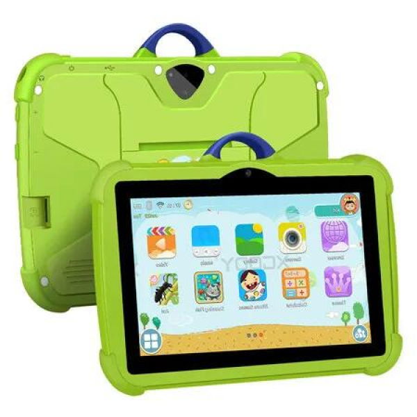 Learning Tablet Kids 7 Inch 8GB Toddler Android WiFi YouTube Safety Eye Protection Screen Green Protective Case Educational Tool