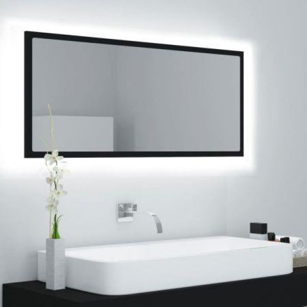 LED Bathroom Mirror Black 100x8.5x37 Cm Acrylic.