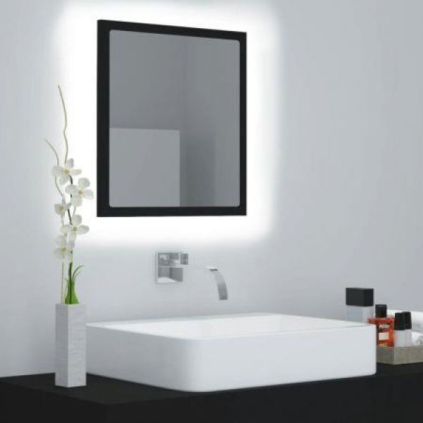 LED Bathroom Mirror Black 40x8.5x37 Cm Acrylic.