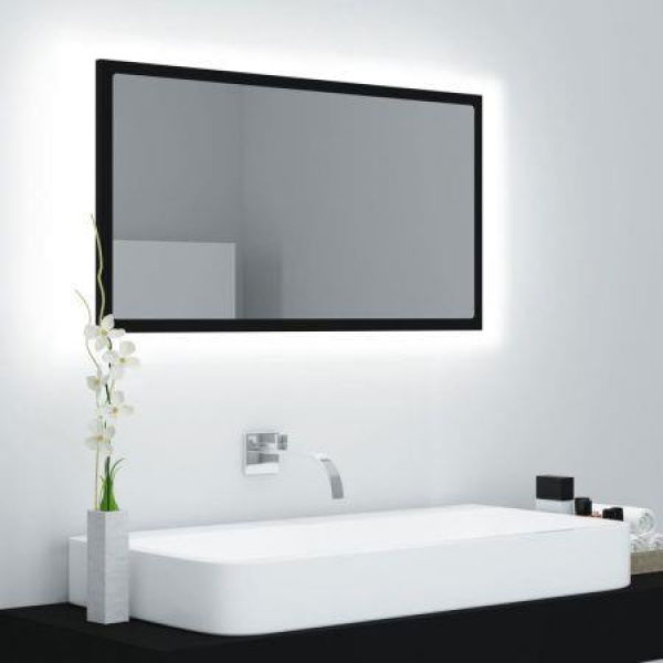 LED Bathroom Mirror Black 80x8.5x37 Cm Acrylic.