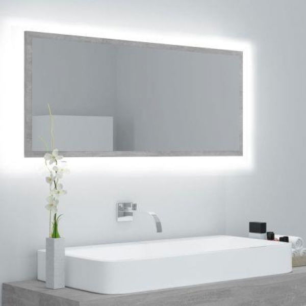 LED Bathroom Mirror Concrete Grey 100x8.5x37 Cm Acrylic.