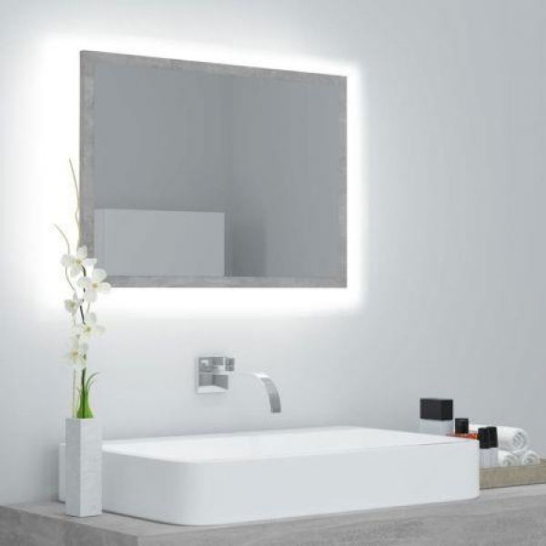 LED Bathroom Mirror Concrete Grey 60x8.5x37 Cm Acrylic.