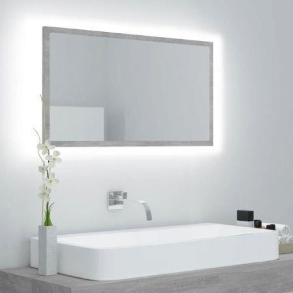 LED Bathroom Mirror Concrete Grey 80x8.5x37 Cm Acrylic.