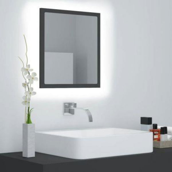 LED Bathroom Mirror Grey 40x8.5x37 Cm Acrylic.