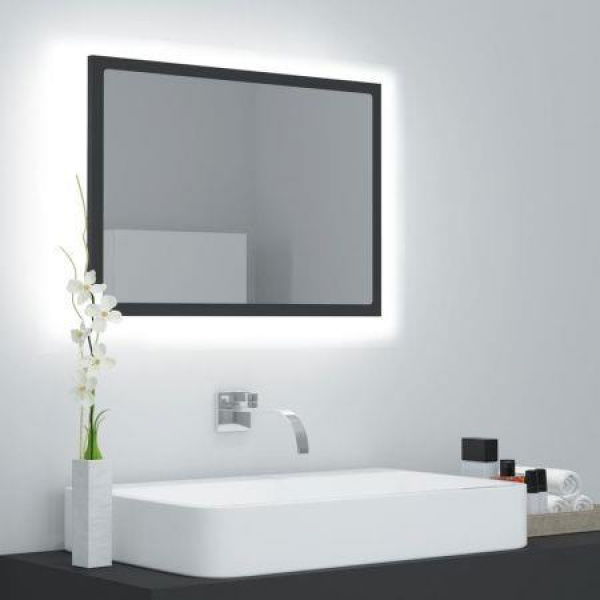 LED Bathroom Mirror Grey 60x8.5x37 Cm Acrylic.