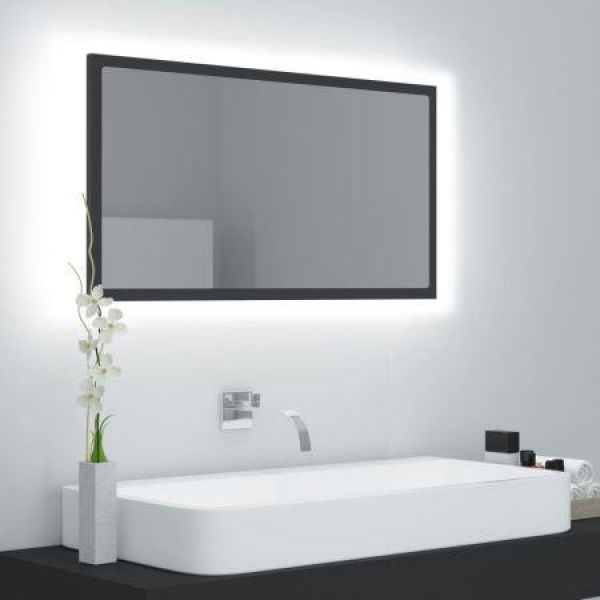 LED Bathroom Mirror Grey 80x8.5x37 Cm Acrylic.