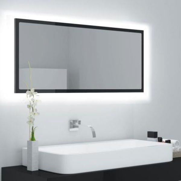 LED Bathroom Mirror High Gloss Black 100x8.5x37 Cm Acrylic.