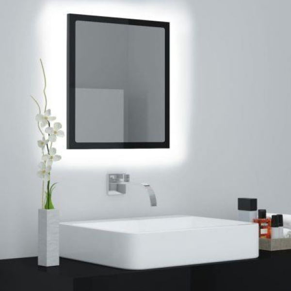 LED Bathroom Mirror High Gloss Black 40x8.5x37 Cm Acrylic.