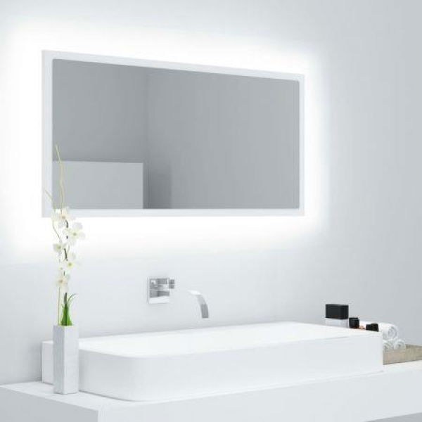 LED Bathroom Mirror White 90x8.5x37 Cm Acrylic.