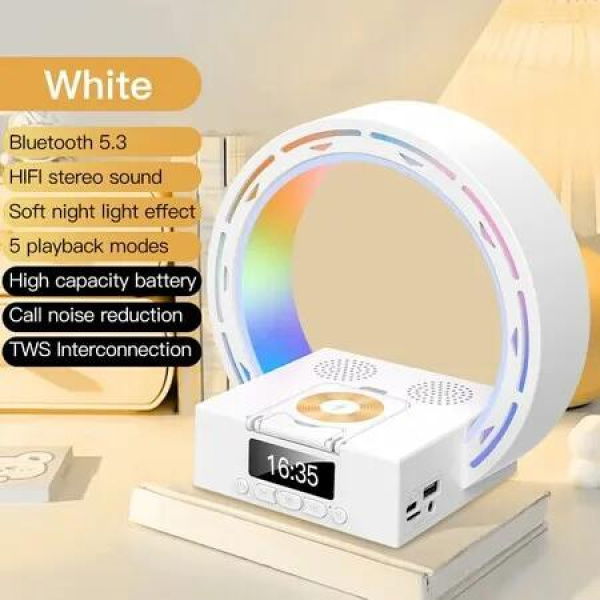 LED Bluetooth Speaker,Wireless Charging Ambient Light Speaker,Digital Clock Alarm Clock,Birthday Gift for Bedroom/Lighting