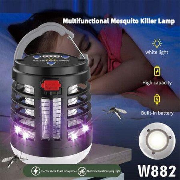 LED Camping Lantern Bug Zapper Portable Indoor Outdoor Mosquito Killer Fly Zappers Waterproof Compact UV Insect Trap Lamp For Outdoor Hiking Fishing