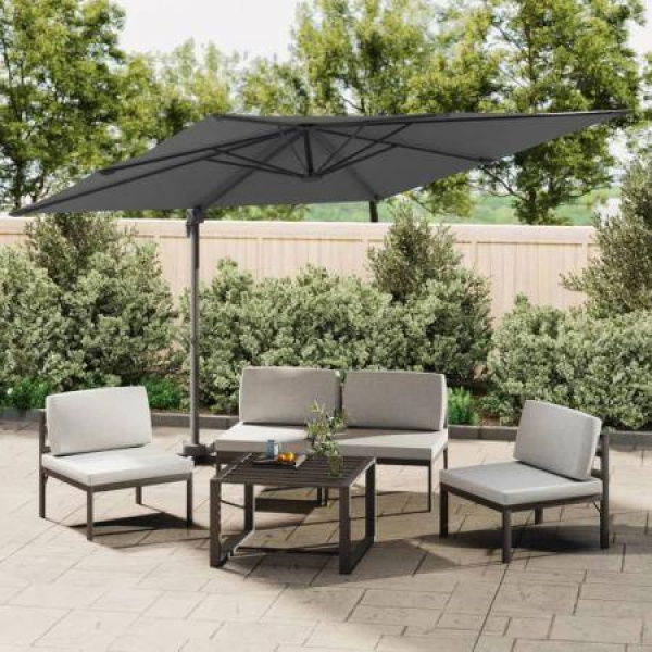 LED Cantilever Umbrella Anthracite 400x300 Cm