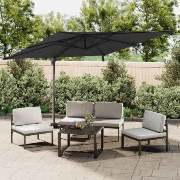 LED Cantilever Umbrella Black 400x300 cm