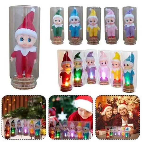 Led Christmas Elfs Doll Twins Baby Doll Elf for Christmas New Year and Christmas Color Purple