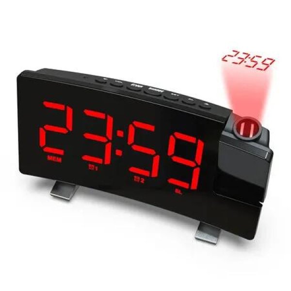 LED Digital Smart Alarm Clock Watch Table Electronic Desktop Clocks USB Wake Up Clock with 180 degree Time Projector Snooze
