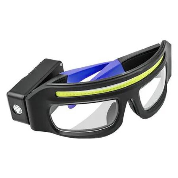 LED glasses rechargeable headlight glasses with motion sensor and touch control for running camping, fishing, cycling, hiking, Blue