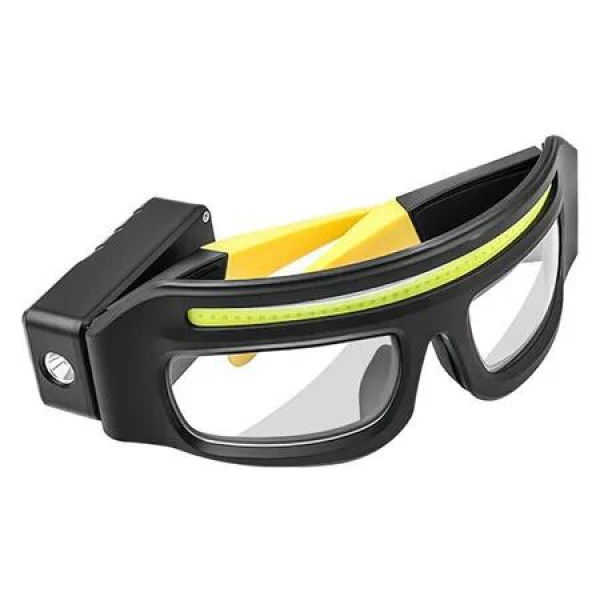 LED glasses rechargeable headlight glasses with motion sensor and touch control for running camping, fishing, cycling, hiking, Yellow