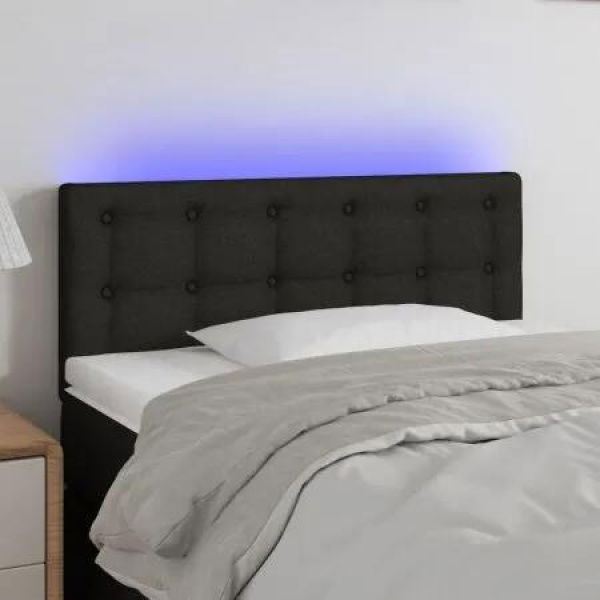 LED Headboard Black 100 cm Fabric