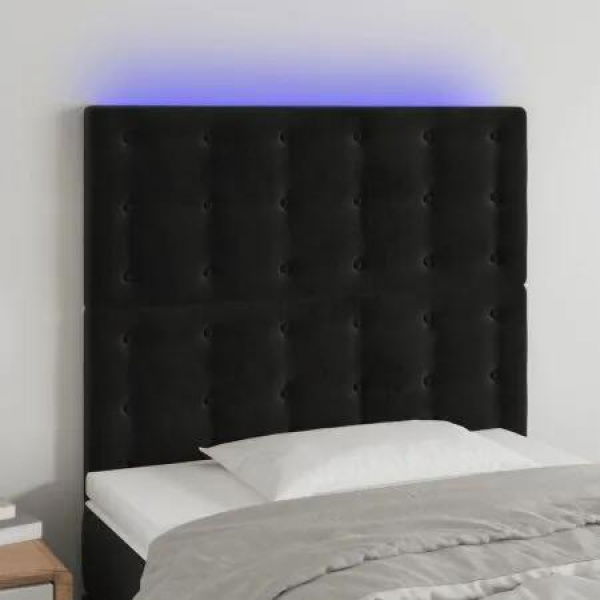 LED Headboard Black 100 cm Velvet