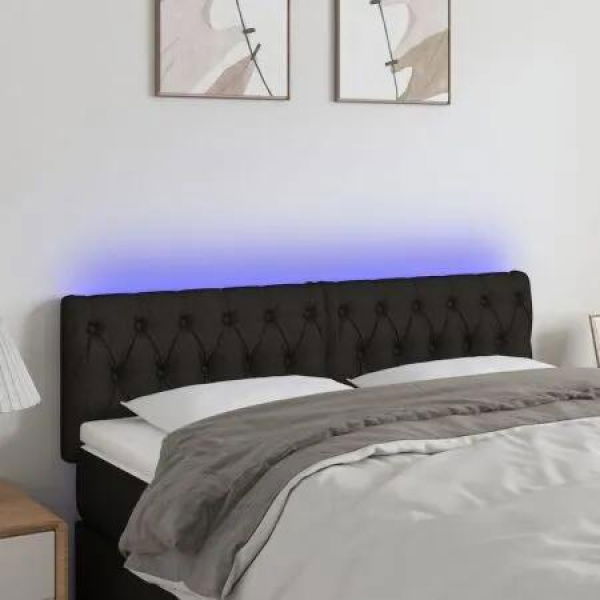 LED Headboard Black 144x7x78/88 cm Fabric