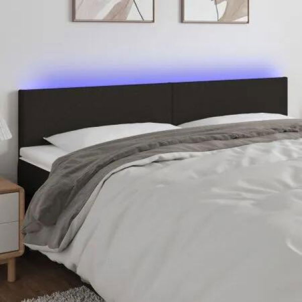 LED Headboard Black 160 cm Fabric