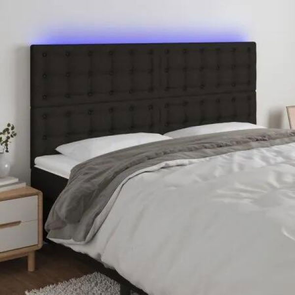 LED Headboard Black 160 cm Fabric