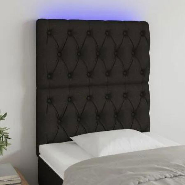 LED Headboard Black 80 cm Fabric