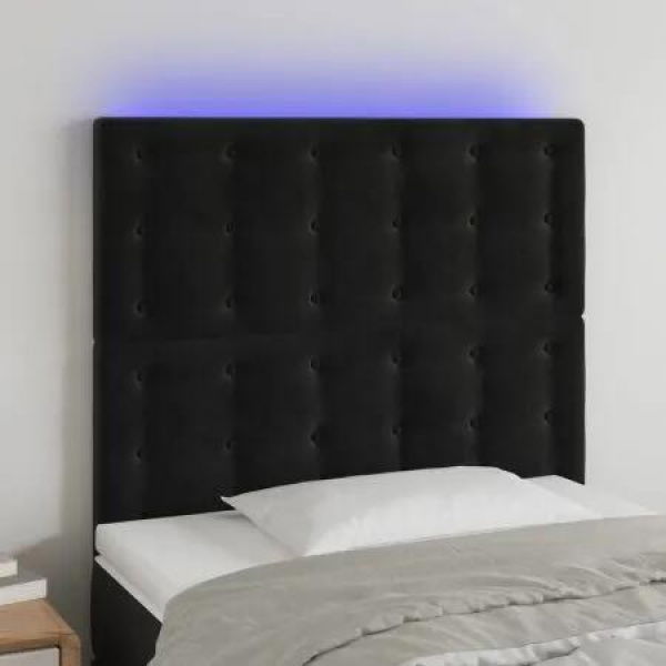 LED Headboard Black 80 cm Velvet