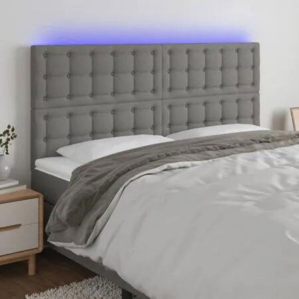 LED Headboard Dark Grey 160 cm Fabric