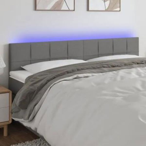 LED Headboard Dark Grey 200x5x78/88 cm Fabric