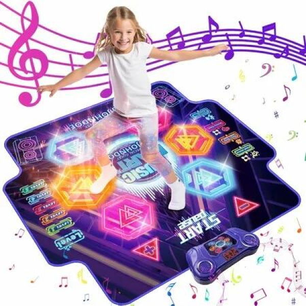 LED Light Dance Music Mat with 6-Button Wireless BT Connect,Music Dance Game Kids Birthday Gifts for Girl Boy,Play Kid Dance Pad