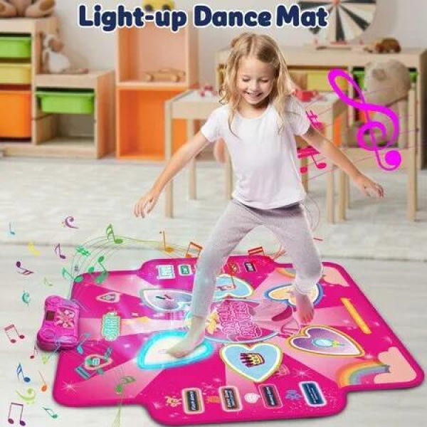 LED Light Dance Music Mat with 6-Button Wireless BT Connect,Music Dance Game Kids Birthday Gifts for Girl Boy,Play Kid Dance Pad