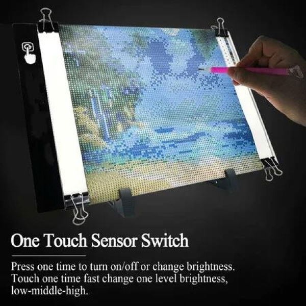 LED Light Pad A4 Diamond Painting USB Powered Board Adjustable Brightness Detachable Stand Clips Art Craft Tracing Tool