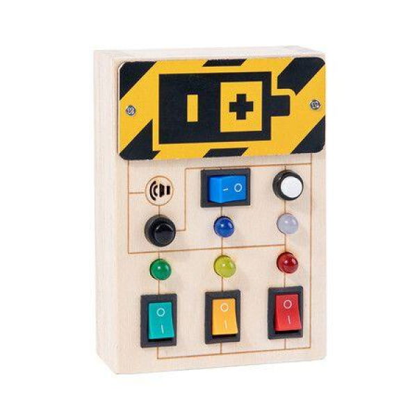 LED Light Switch with Sound Montessori Wooden Sensory Board Travel Toys with Button to Keep Kids Busy Educational Learning Toy