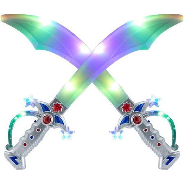 LED Light Up Flashing Buccaneer Swords With Motion Activated Sounds For Realistic Pirate Buccaneer Games