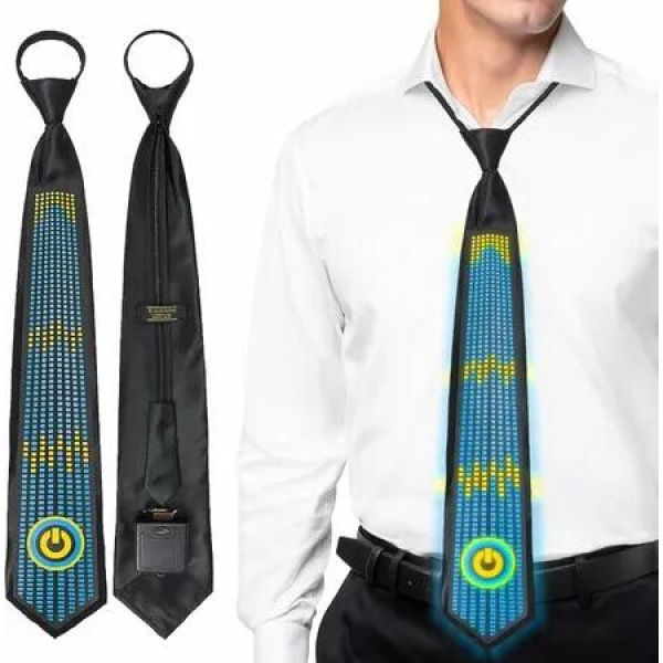 LED Light up Tie, Novelty Necktie, Sound Control Led Tie with Five Light Modes for Neon Glow Party, Glow Party