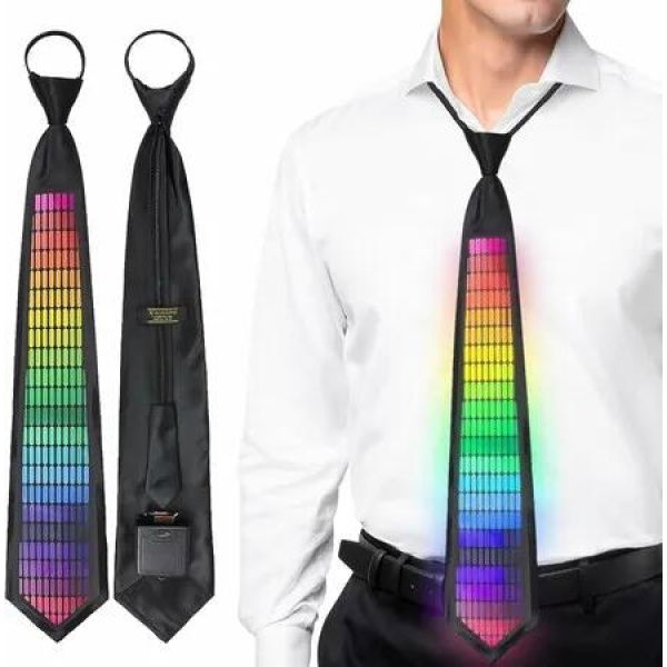 LED Light up Tie, Novelty Necktie, Sound Control Led Tie with Five Light Modes for Neon Glow Party, Glow Party