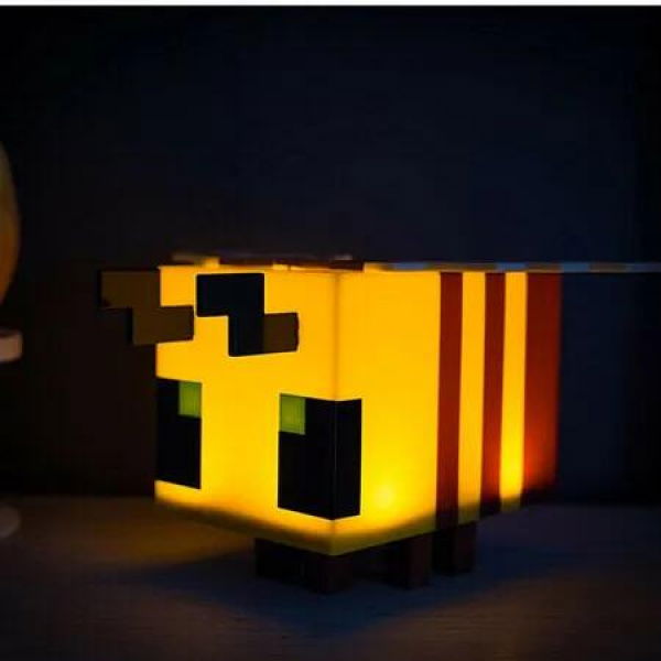 LED Mood Light Minecraft Yellow Bee Figural Bedside Desk Lamp Home Decor Official Collectible Video Game Room Essentials