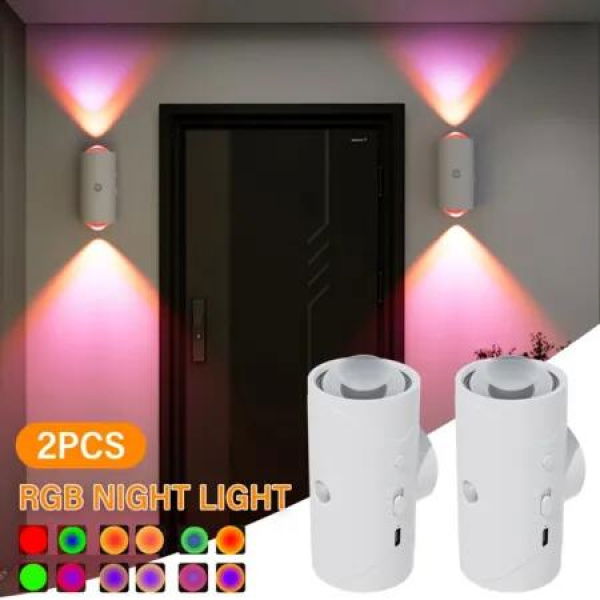 LED Motion Sensor Night Light,7 Colors Rechargeable Light,Wireless Magnetic Wall Lamp,For Garden Steps,Bedroom,Hallway,Courtyard,Holiday Decor