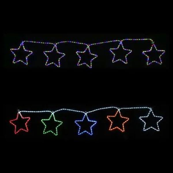 LED Ropelight 5 Stars Chain available in 2 Colors - Multicolor