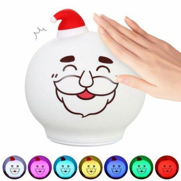 LED Silicone Patting Control Christmas Santa Lamp Changeable Colors Night Light For Kids Room