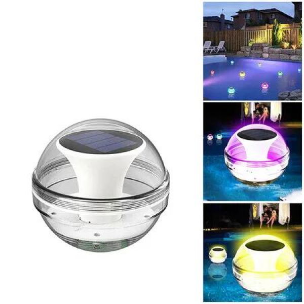 LED Solar Floating Light Waterproof Swimming Pool Lamp Color Changing Decoration Lawn Lights for Fountain Fish Tank Pond Floating Pool Light White