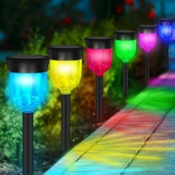 LED Solar Light Outdoor 6 Packs Solar Pathway Lights With 7 Color Changing Waterproof IP65 Outdoor Solar Landscape Lights For LawnYard And Walkway