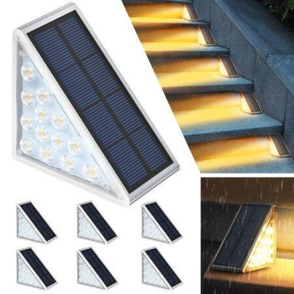 LED Solar Step Lights Waterproof Outdoor Stair Lights Warm White Solar Deck Lights IP67 Solar Decoration Lights For Yard Patio Garden Walkways Front Door Pathway Driveway Porch (6 Pack).